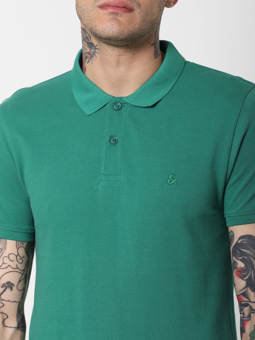 Green Polo Neck T-Shirt