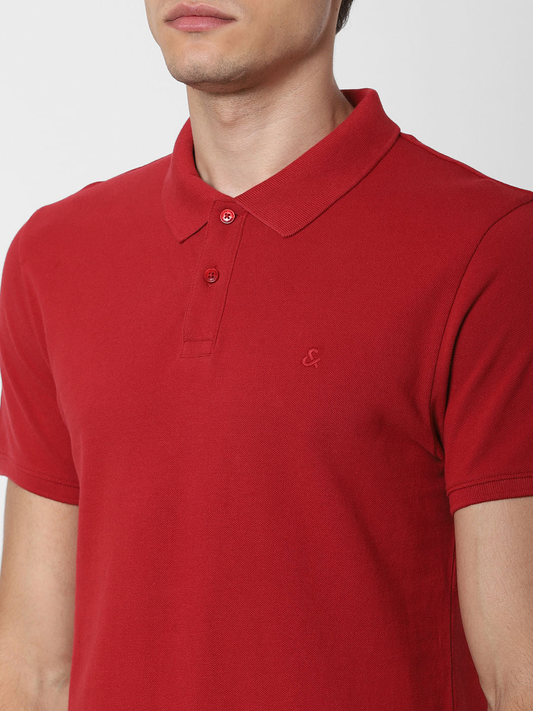 Red Polo Neck T-Shirt