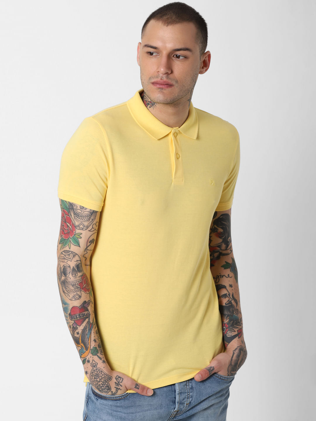 Yellow Polo Neck T-Shirt