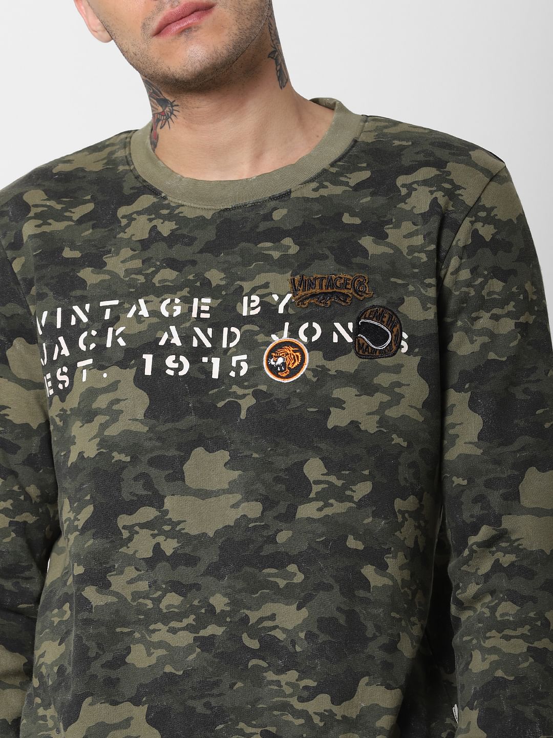 Green Camo Print Sweatshirt
