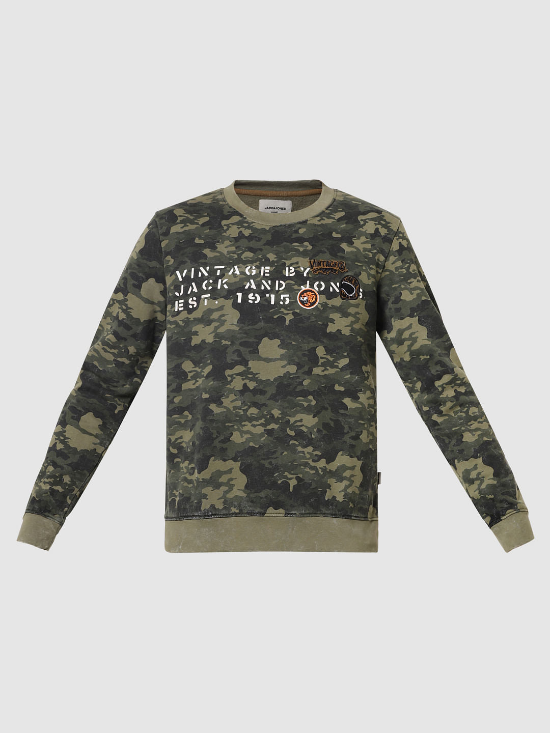 Green Camo Print Sweatshirt