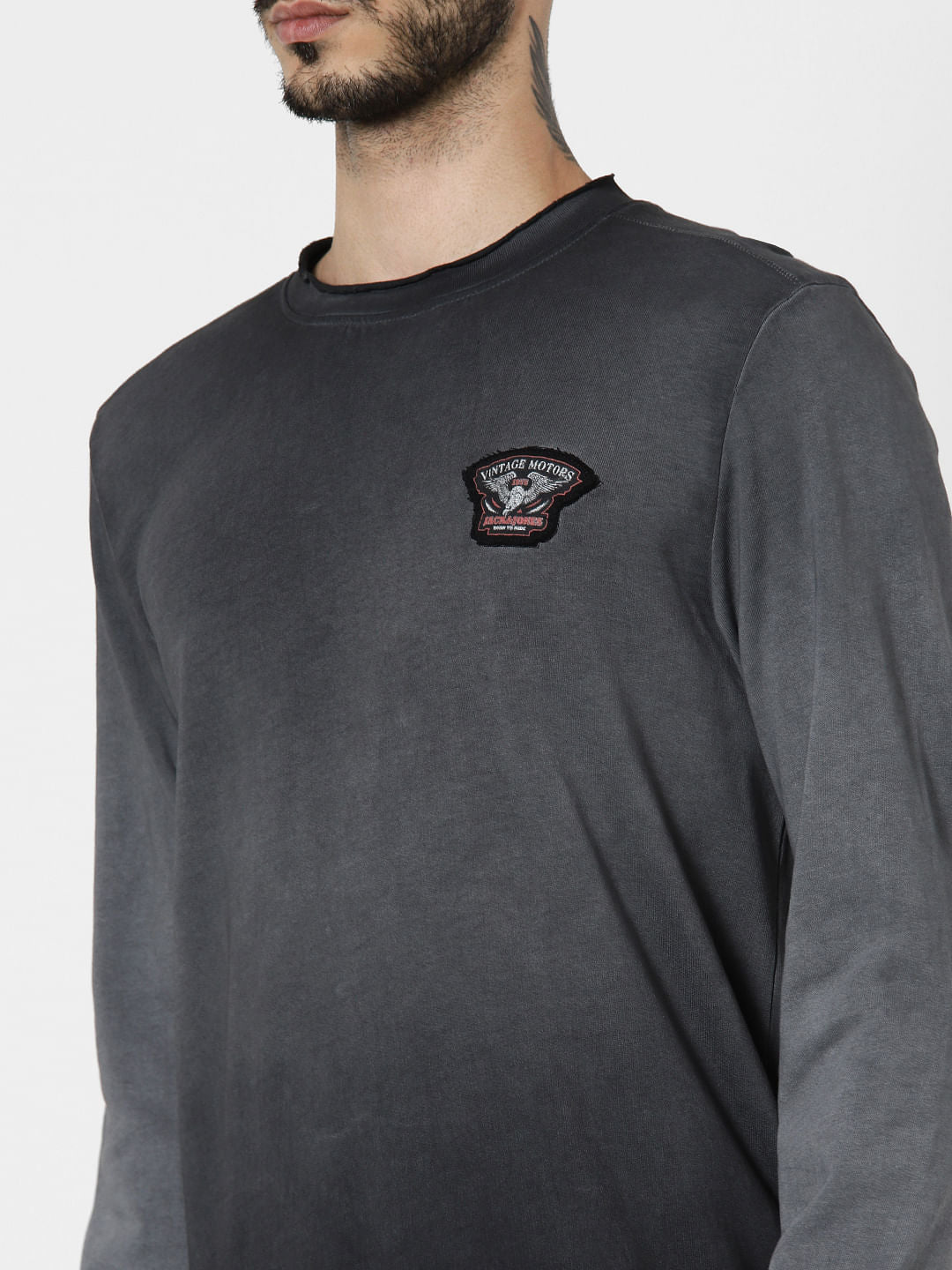 Black Faded Logo Print Sweatshirt