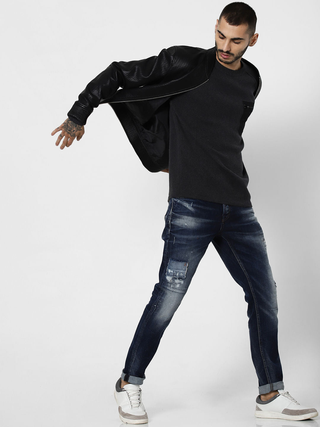 Dark Grey Patch Pocket Pullover - S