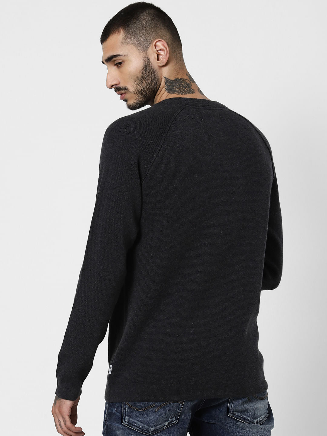 Dark Grey Patch Pocket Pullover