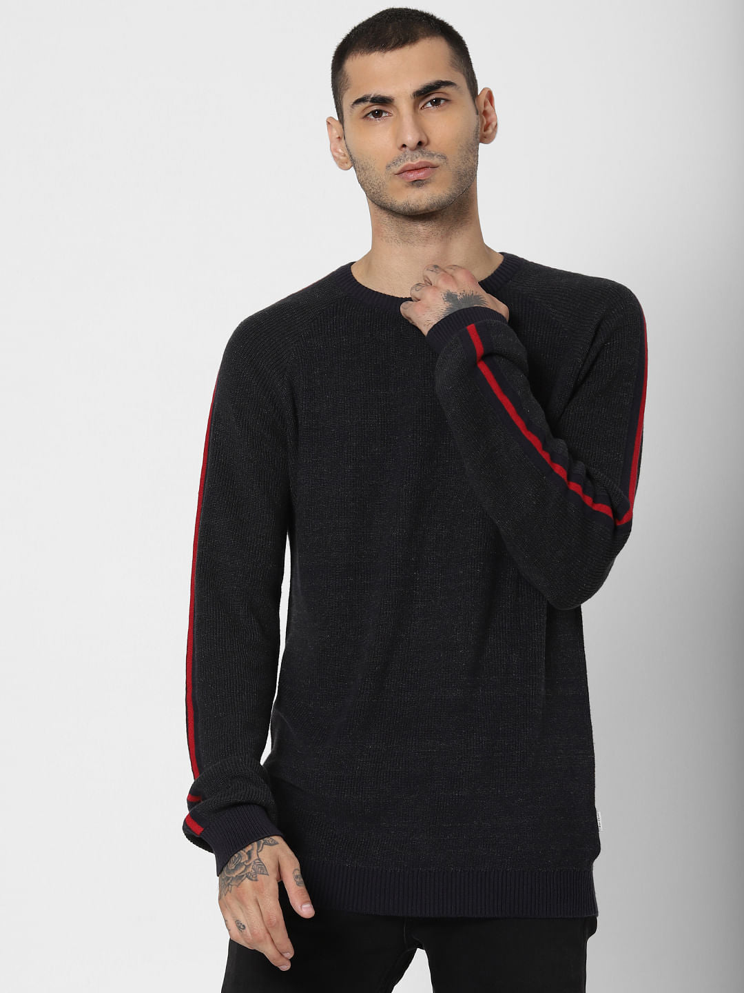 Dark Grey Tape Detail Pullover