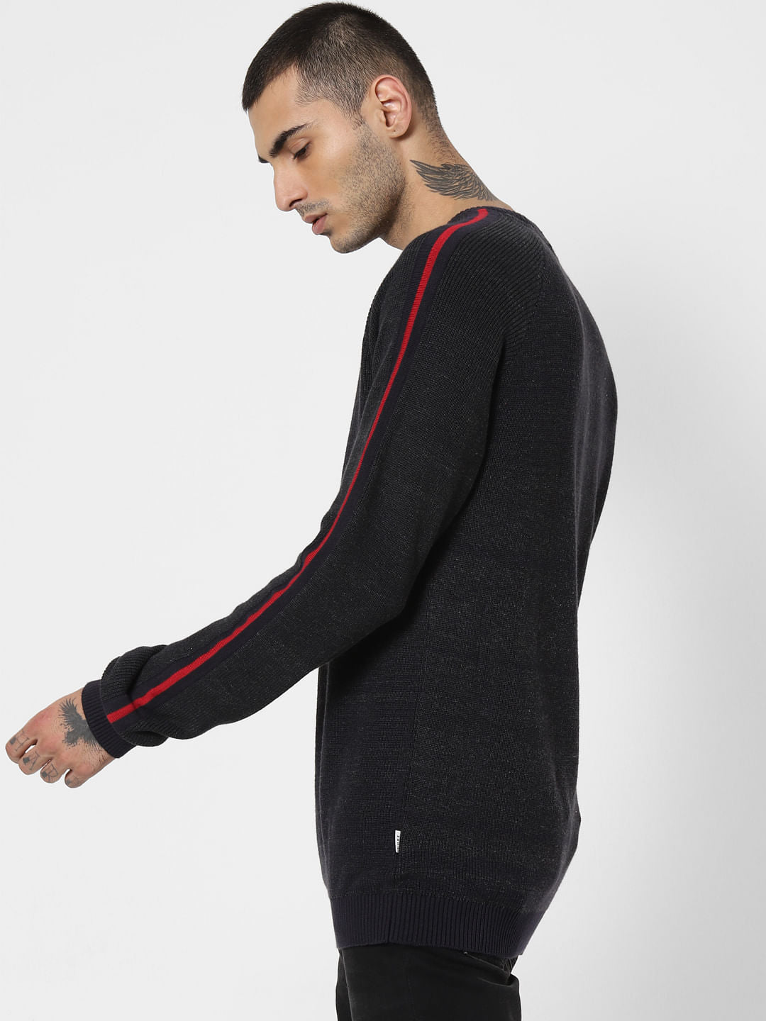 Dark Grey Tape Detail Pullover