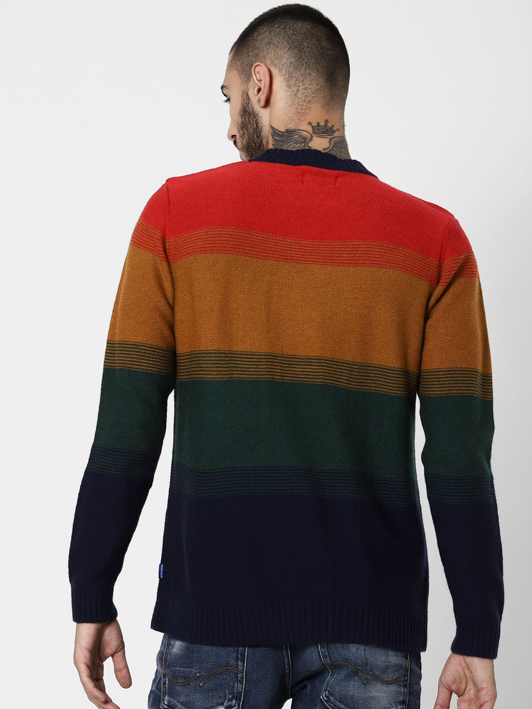 Orange Colourblocked Pullover