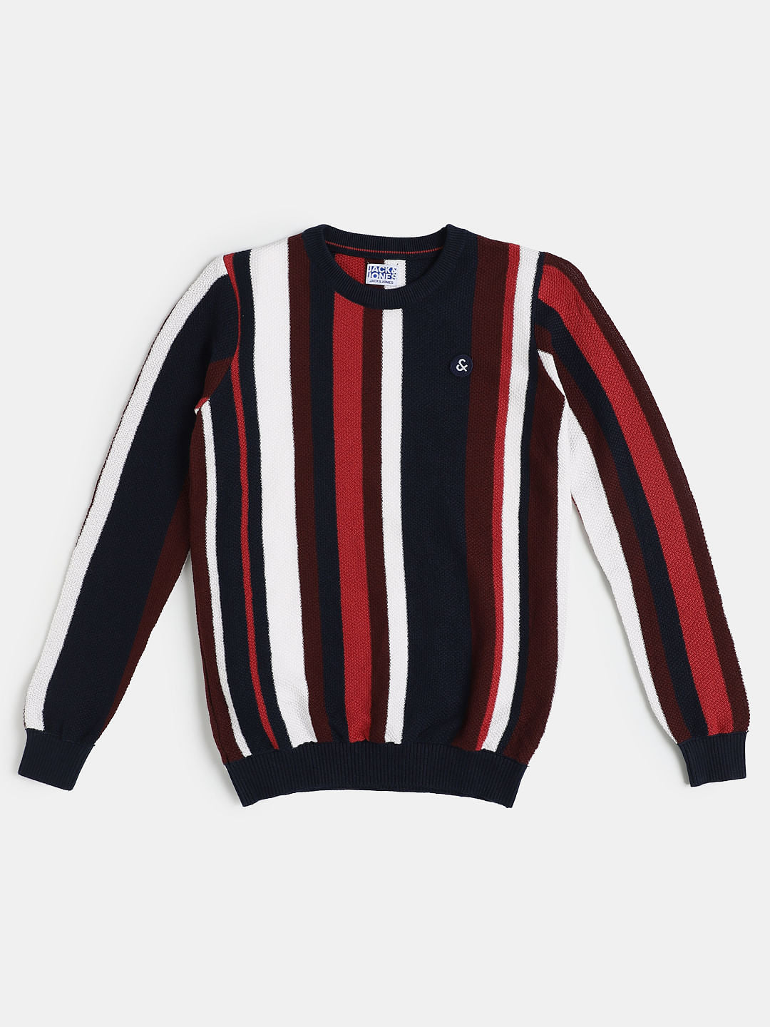 Boys Red Striped Pullover - 128/8Y