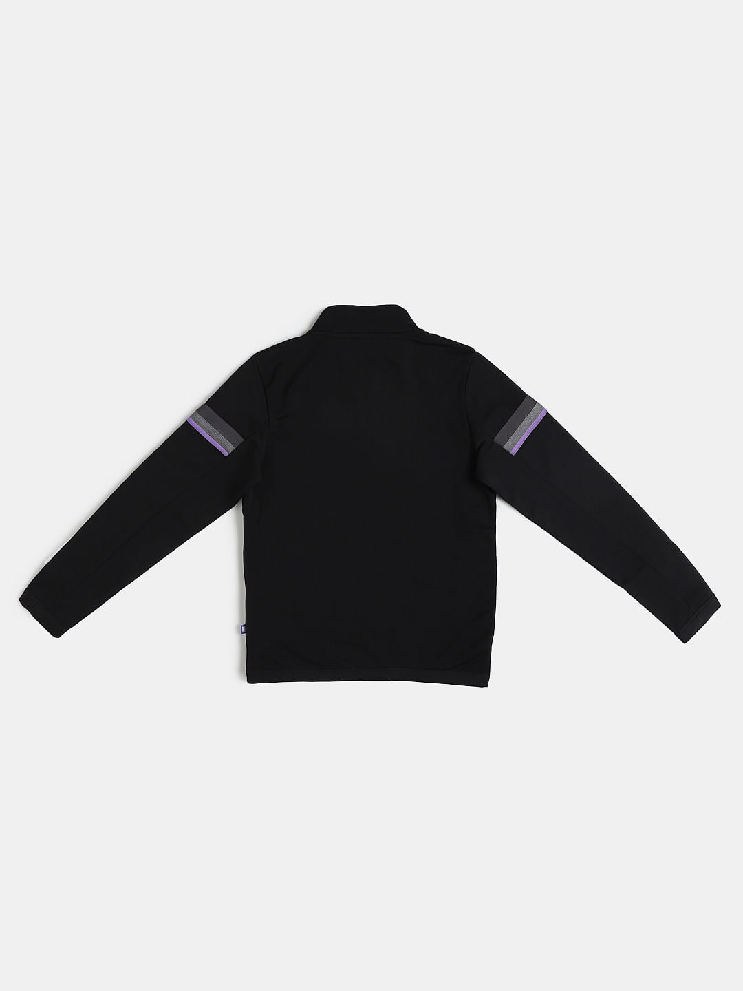 Boys Black High Neck Zip Up Sweatshirt