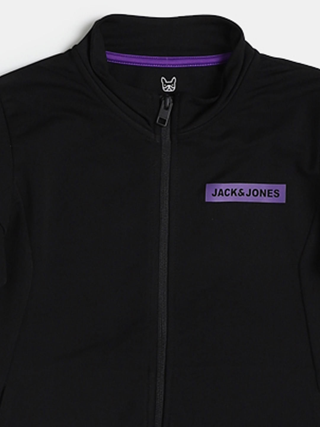 Boys Black High Neck Zip Up Sweatshirt