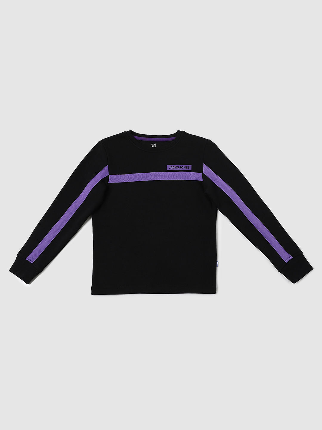 Boys Black Tape Detail Sweatshirt - 128/8Y