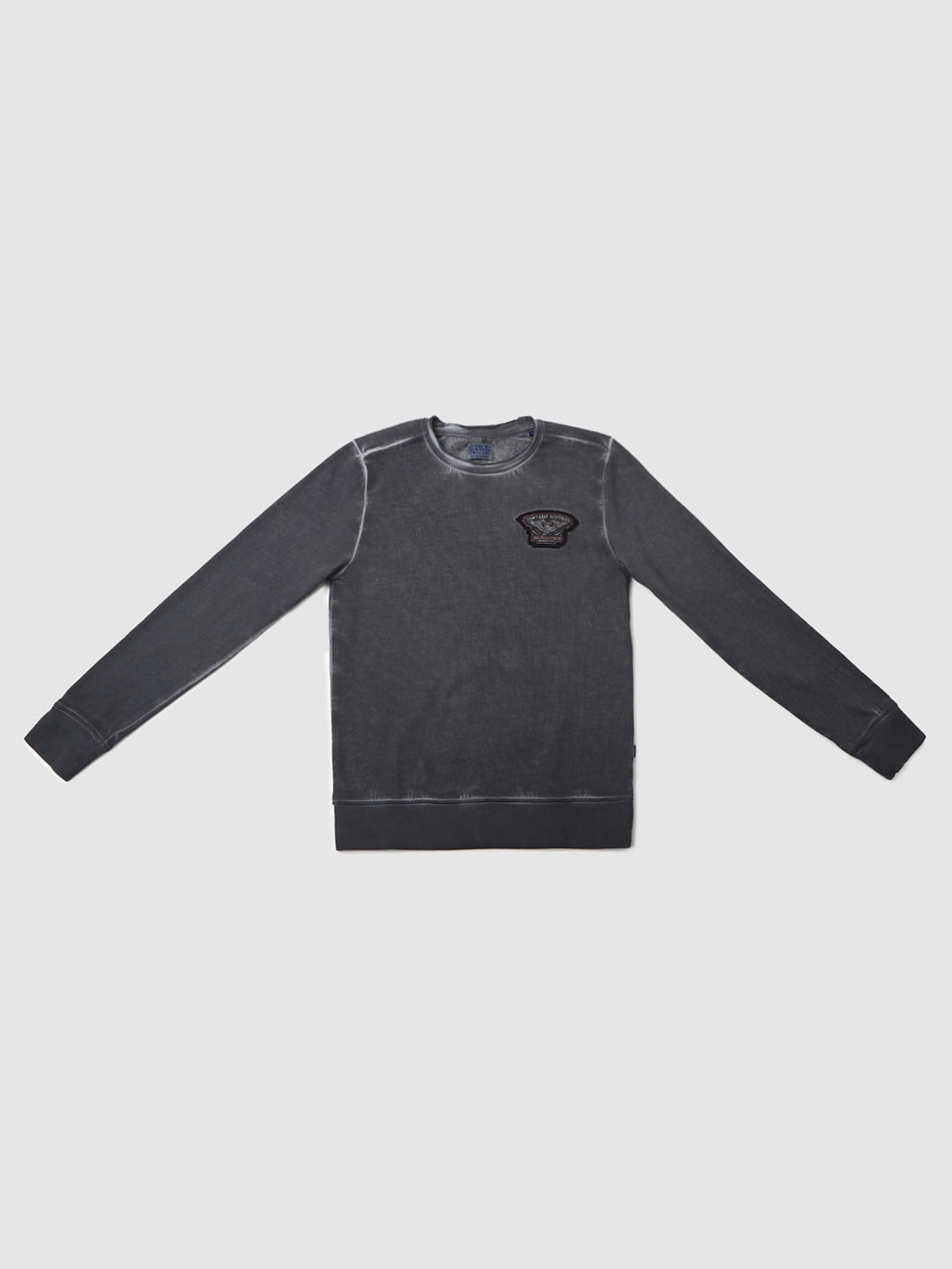 Boys Black Acid Washed Sweatshirt - 128/8Y