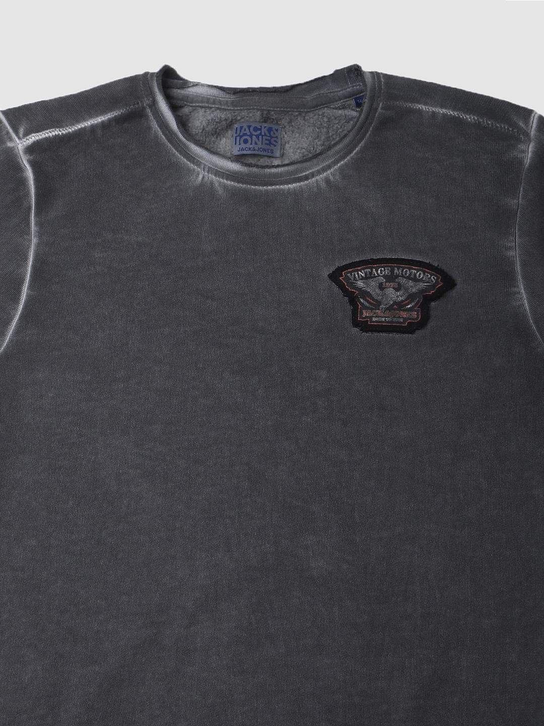 Boys Black Acid Washed Sweatshirt