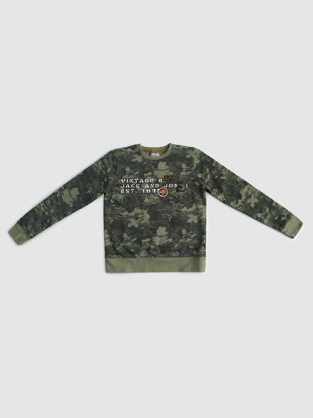 Boys Green Camo Print Sweatshirt - 128/8Y