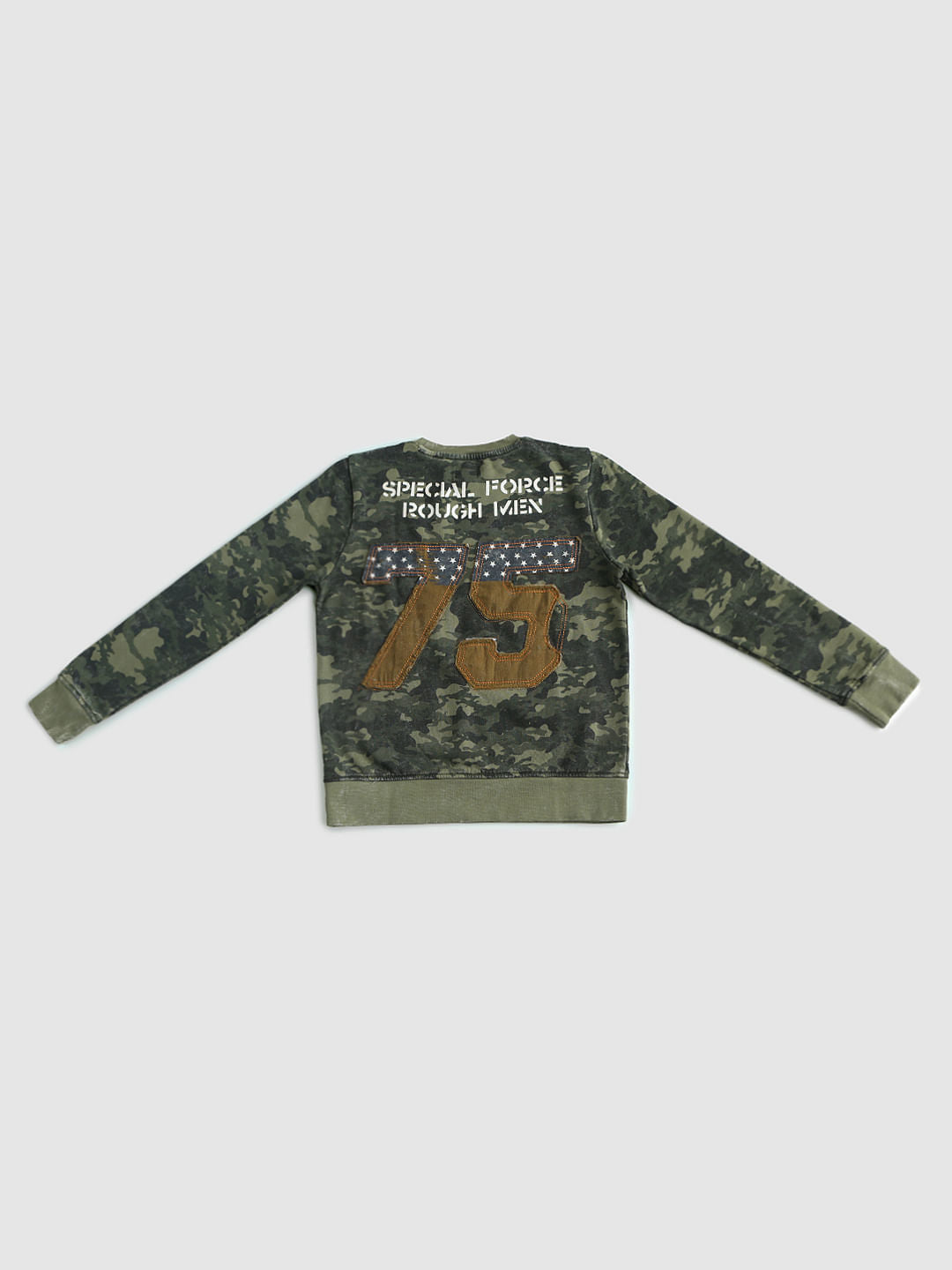 Boys Green Camo Print Sweatshirt