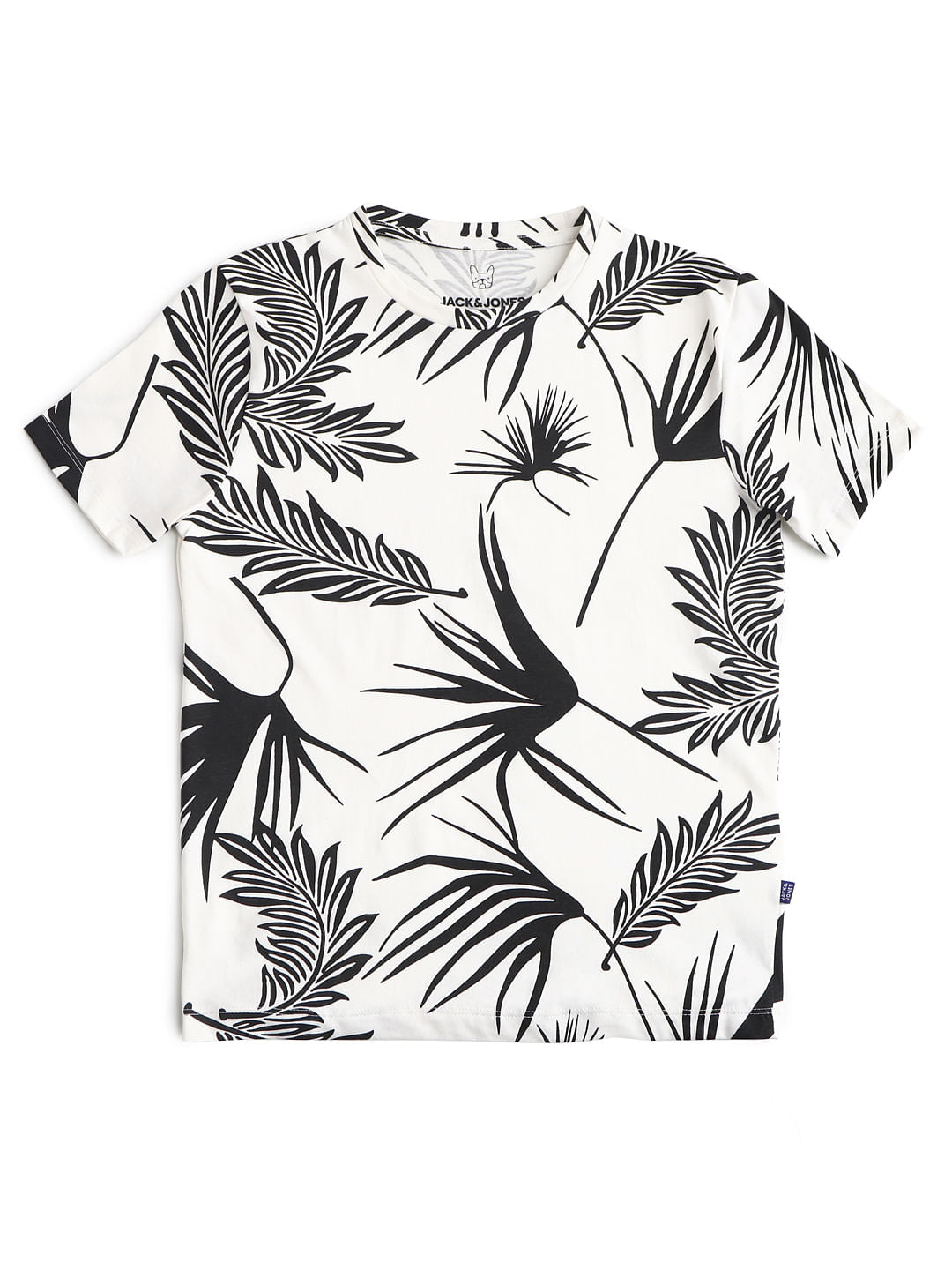 White Tropical Print Crew Neck T-shirt - 128/8Y
