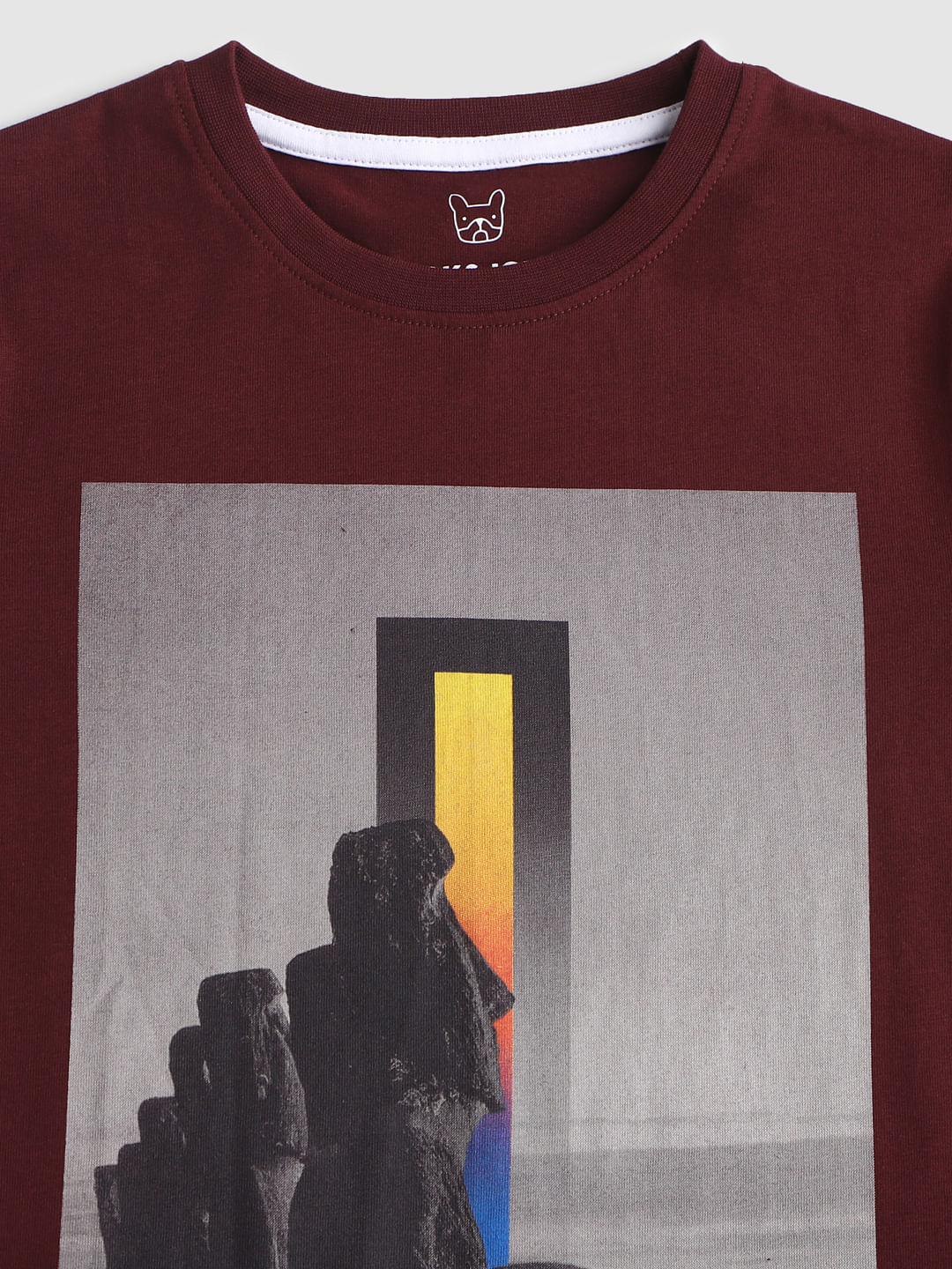 Burgundy Graphic Print Crew Neck T-shirt