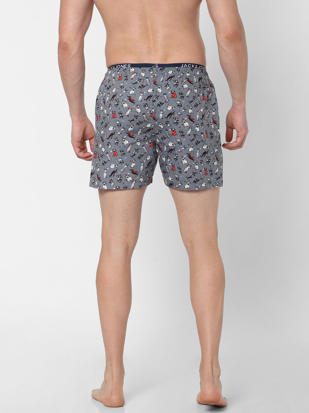 Grey Dog Print Boxers