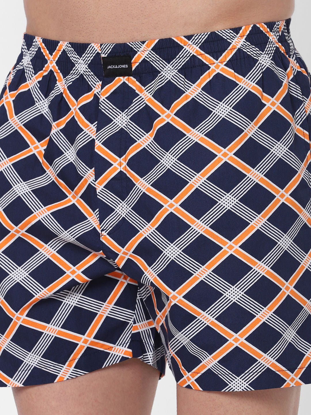Blue Check Print Boxers