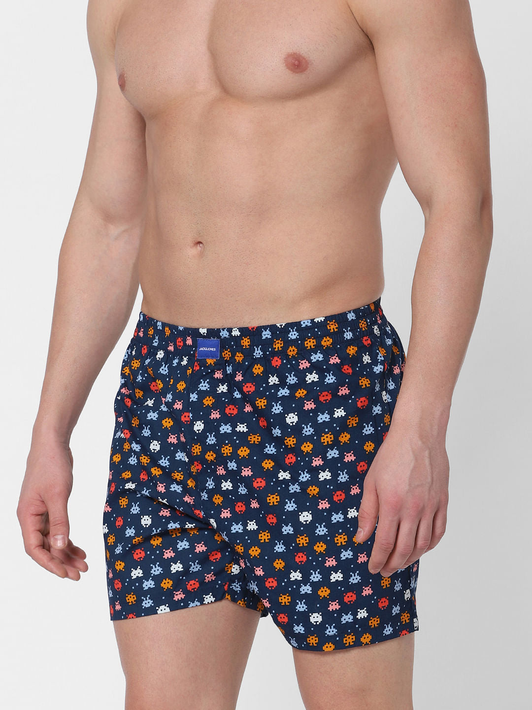 Blue Pixel Alien Print Boxers