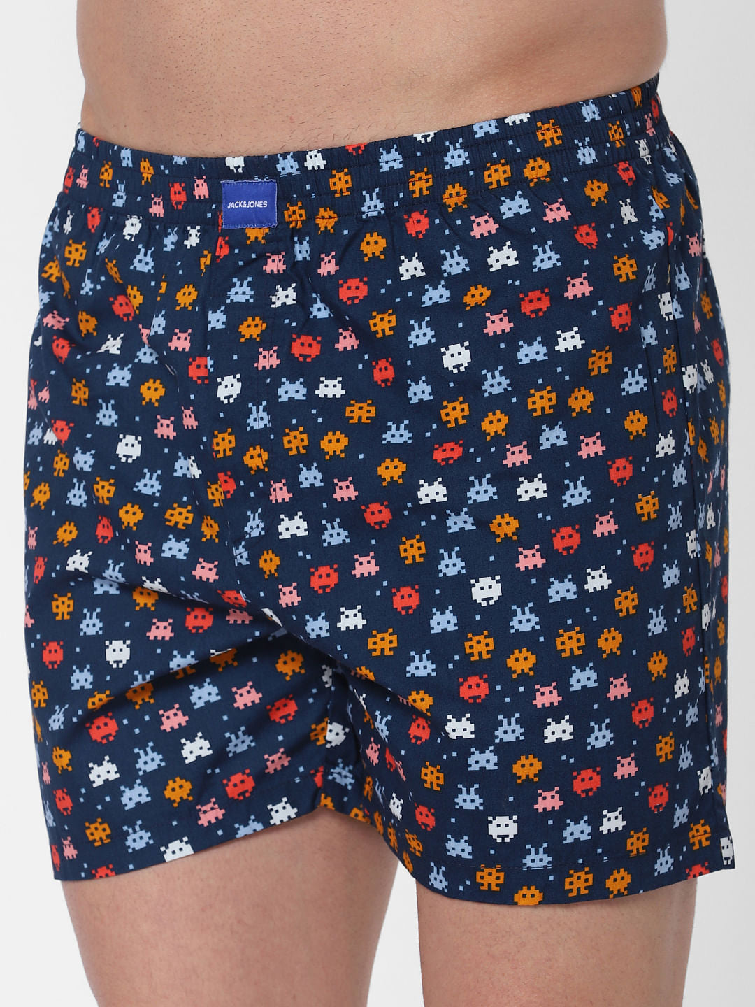 Blue Pixel Alien Print Boxers