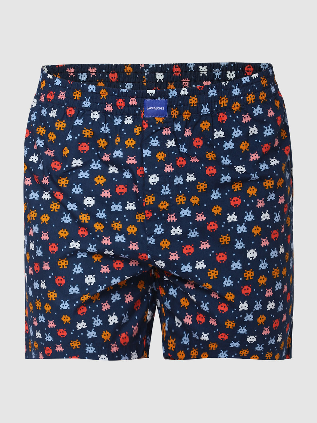 Blue Pixel Alien Print Boxers