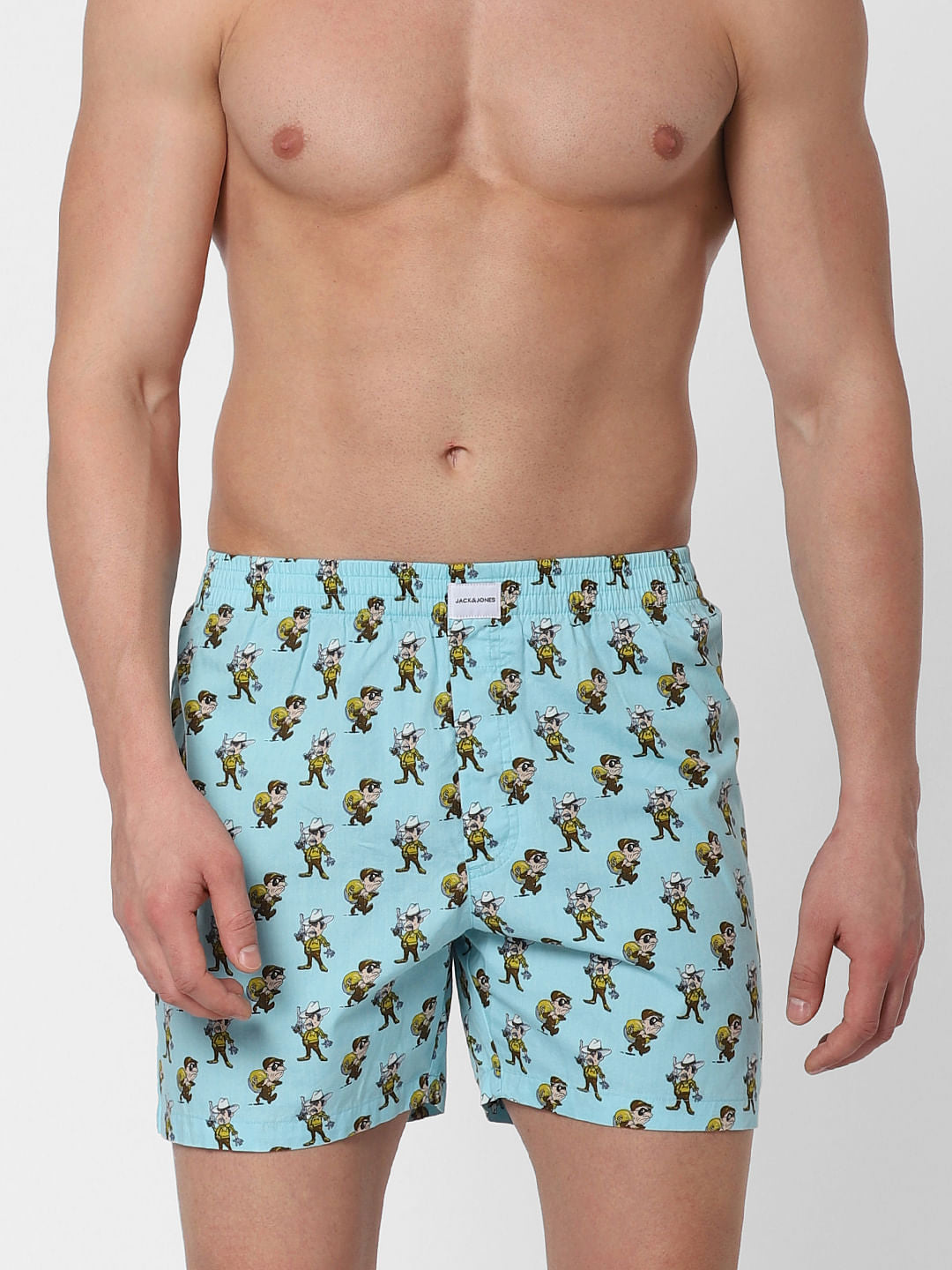 Light Blue Graphic Print Boxers - S
