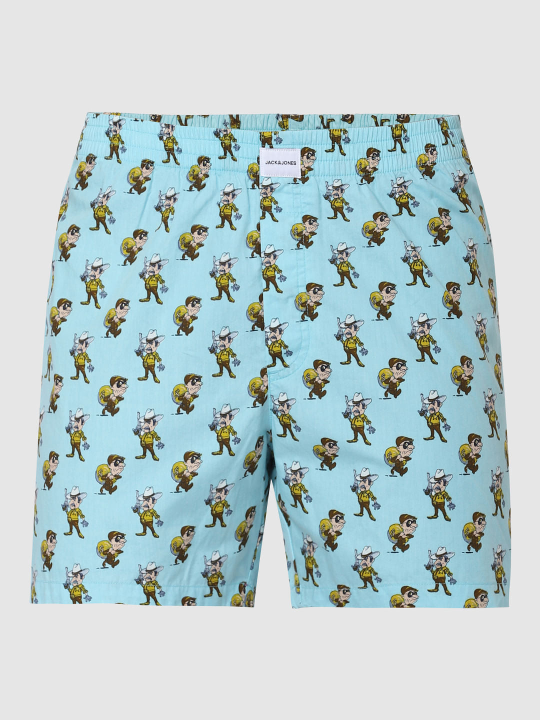 Light Blue Graphic Print Boxers