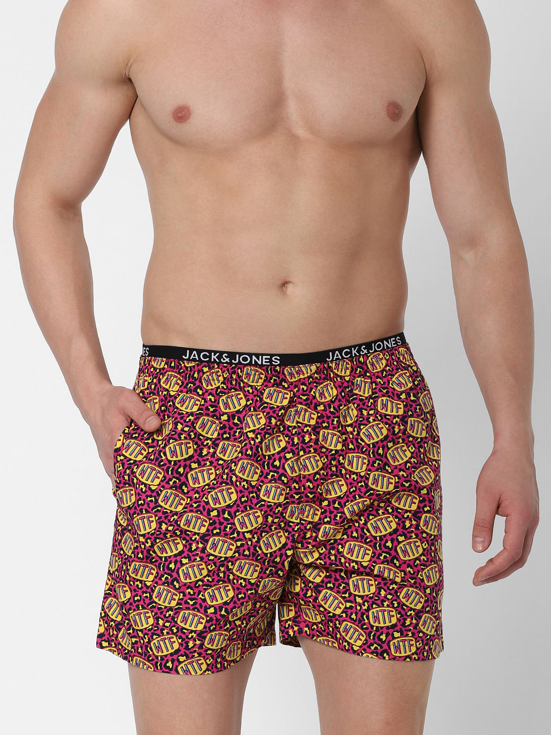 Pink Wtf Print Boxers