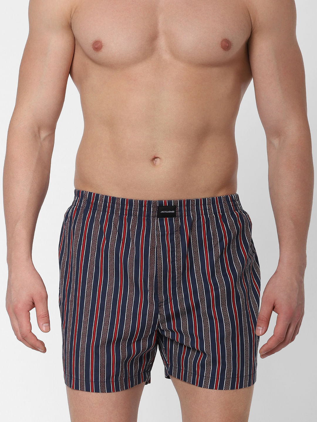 Navy Blue Striped Boxers - S