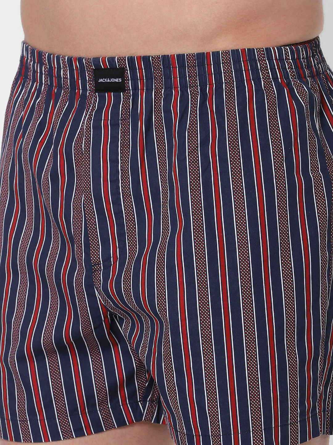 Navy Blue Striped Boxers