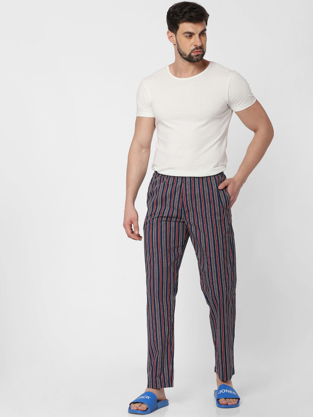 Navy Blue Striped Pyjama - S