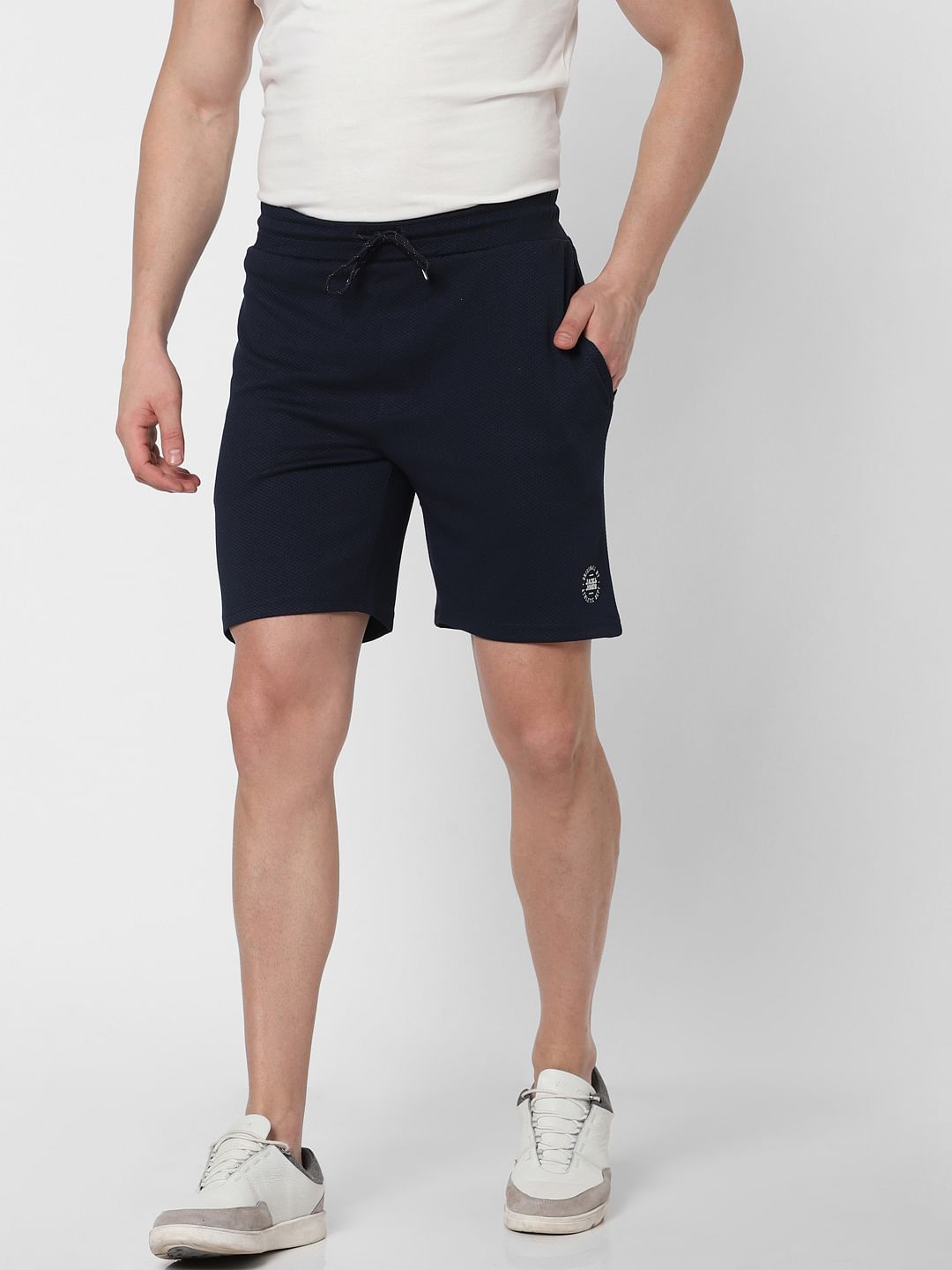 Navy Blue Logo Print Sweatshorts - S