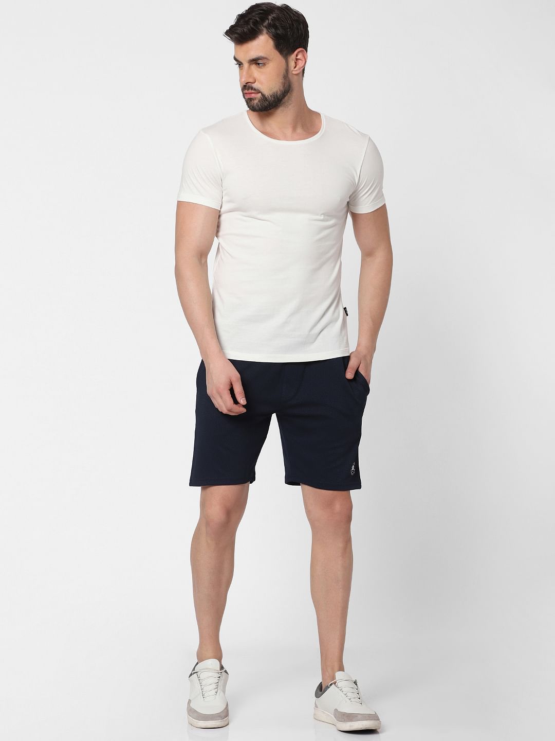 Navy Blue Logo Print Sweatshorts