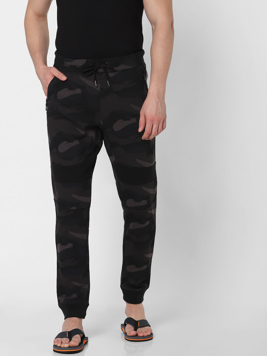 Dark Green Camo Print Trackpants