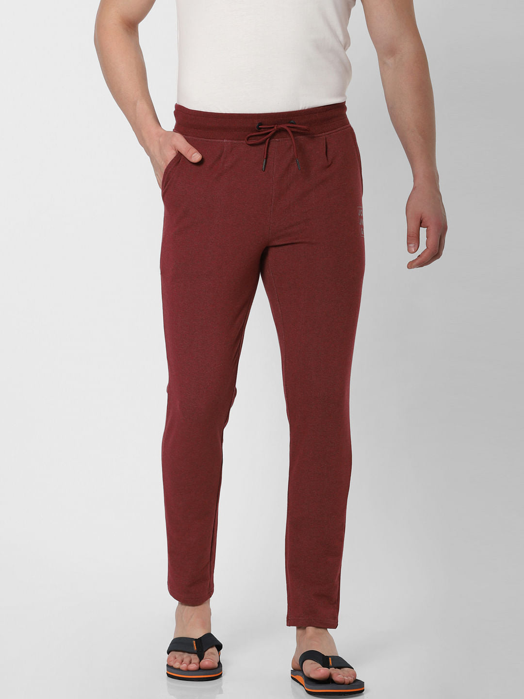 Maroon Logo Print Trackpants