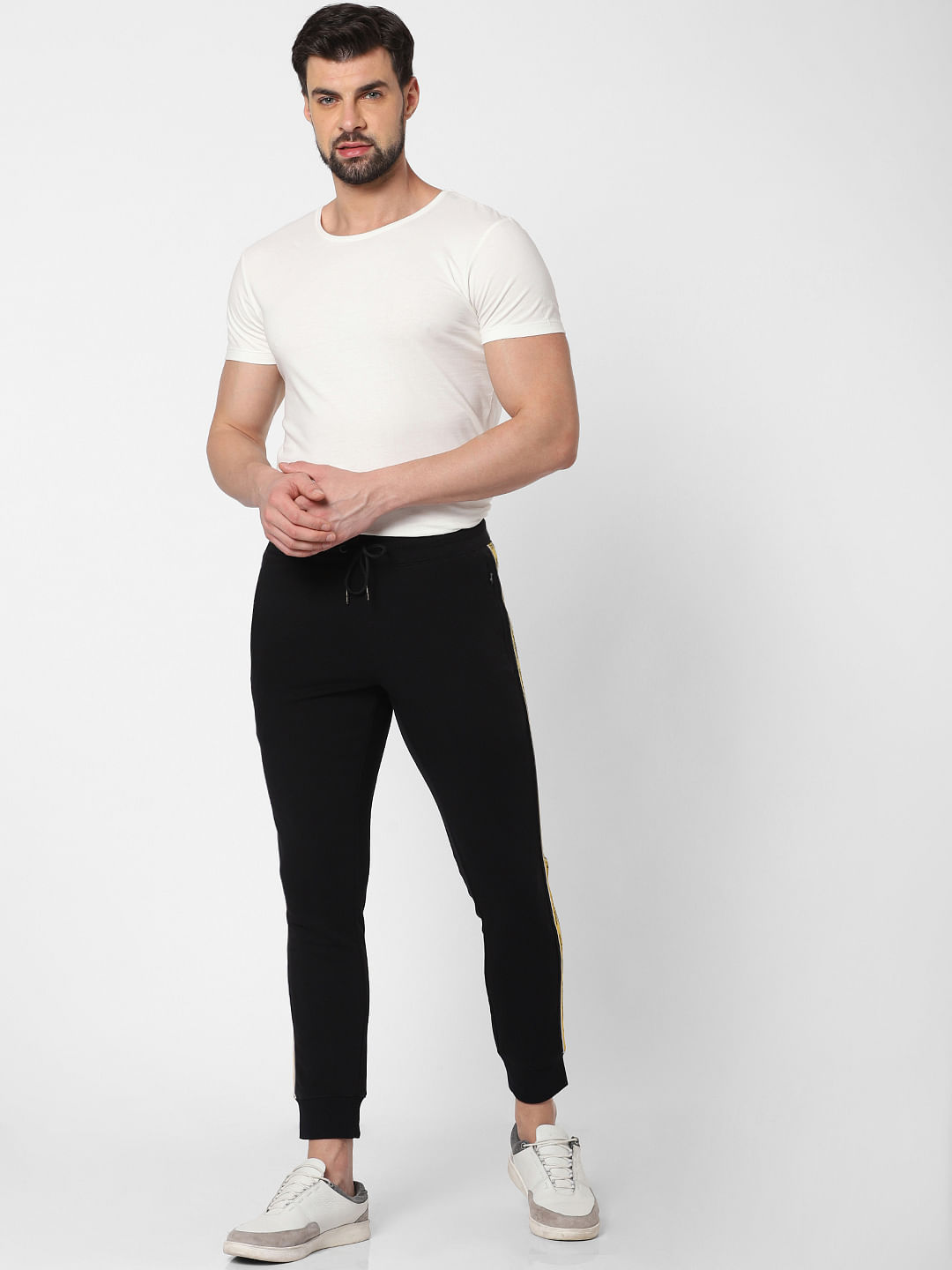 Black Side Tape Detail Trackpants - S