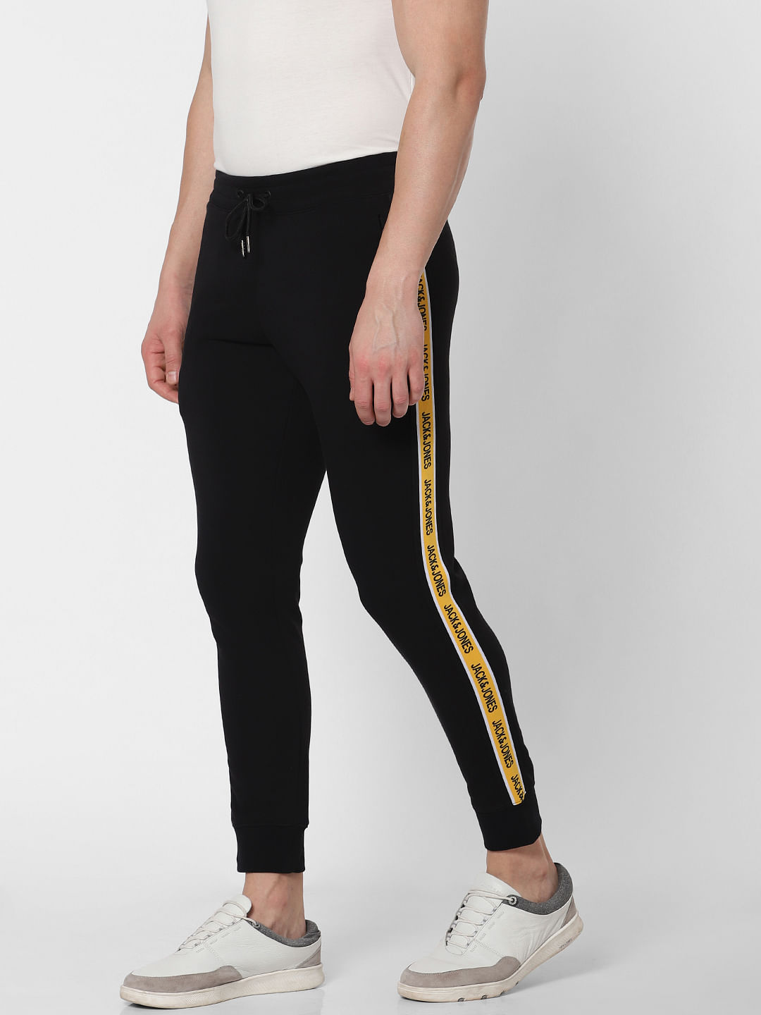 Black Side Tape Detail Trackpants