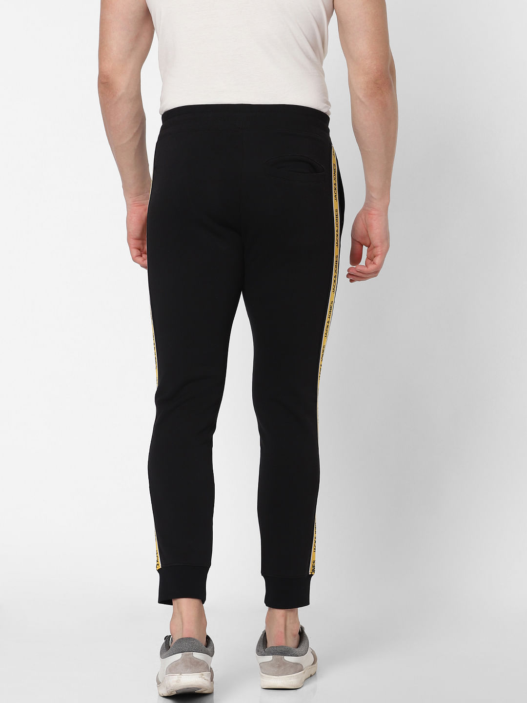 Black Side Tape Detail Trackpants