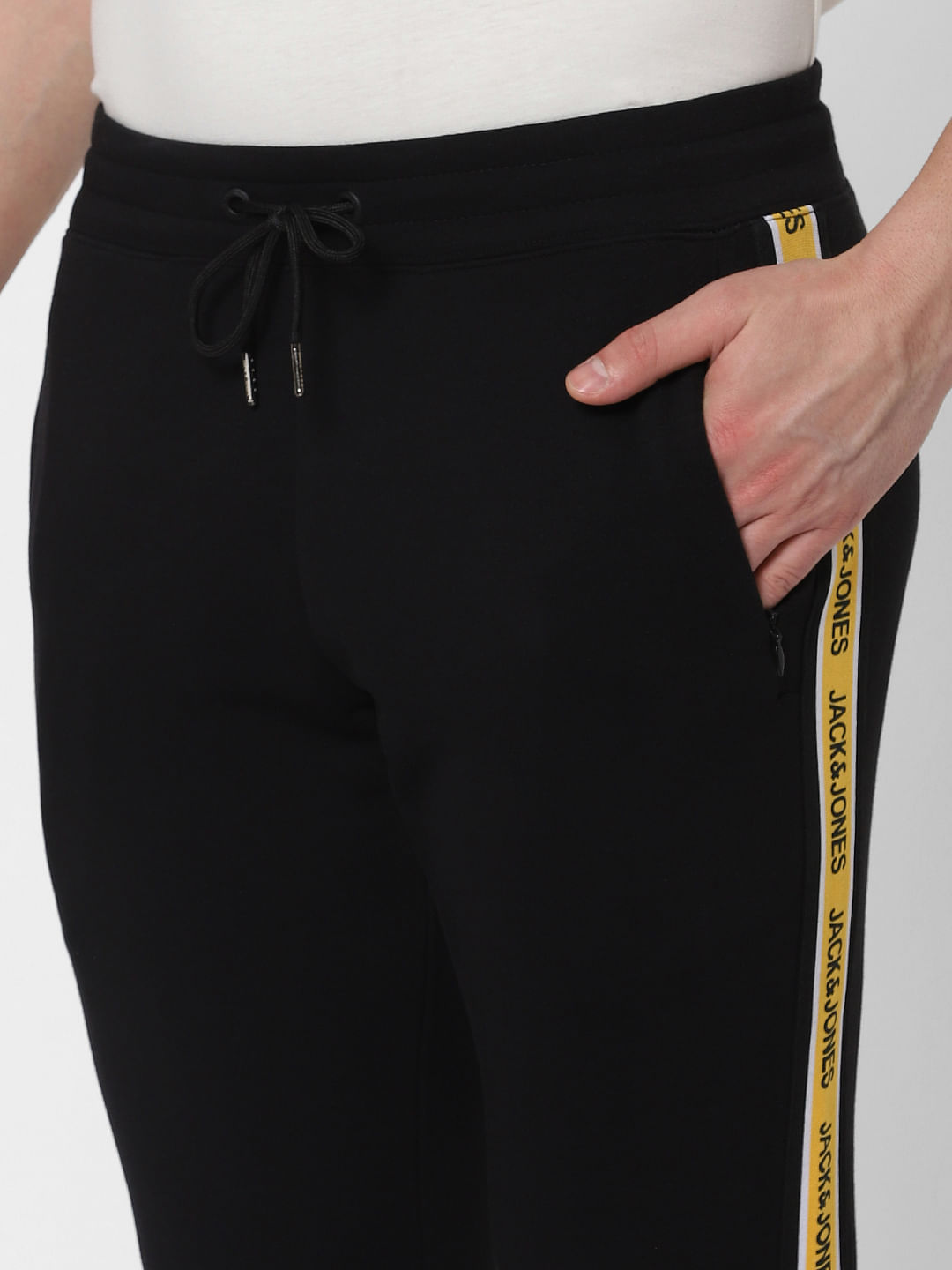 Black Side Tape Detail Trackpants