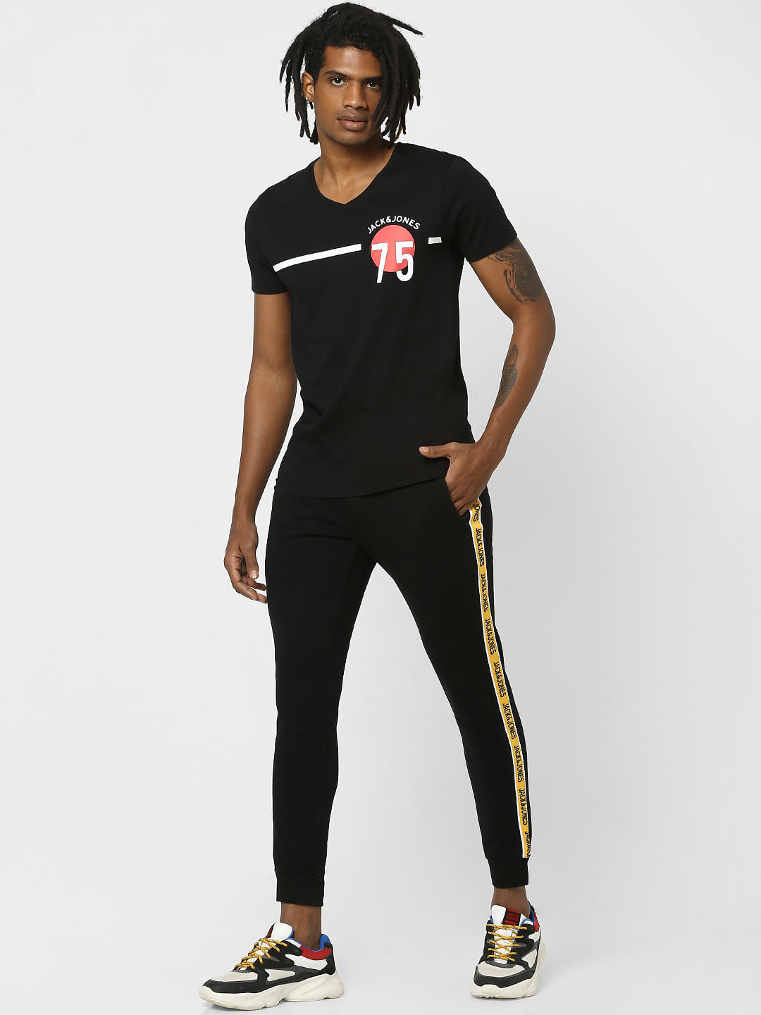 Black Tape Detail Trackpants - S