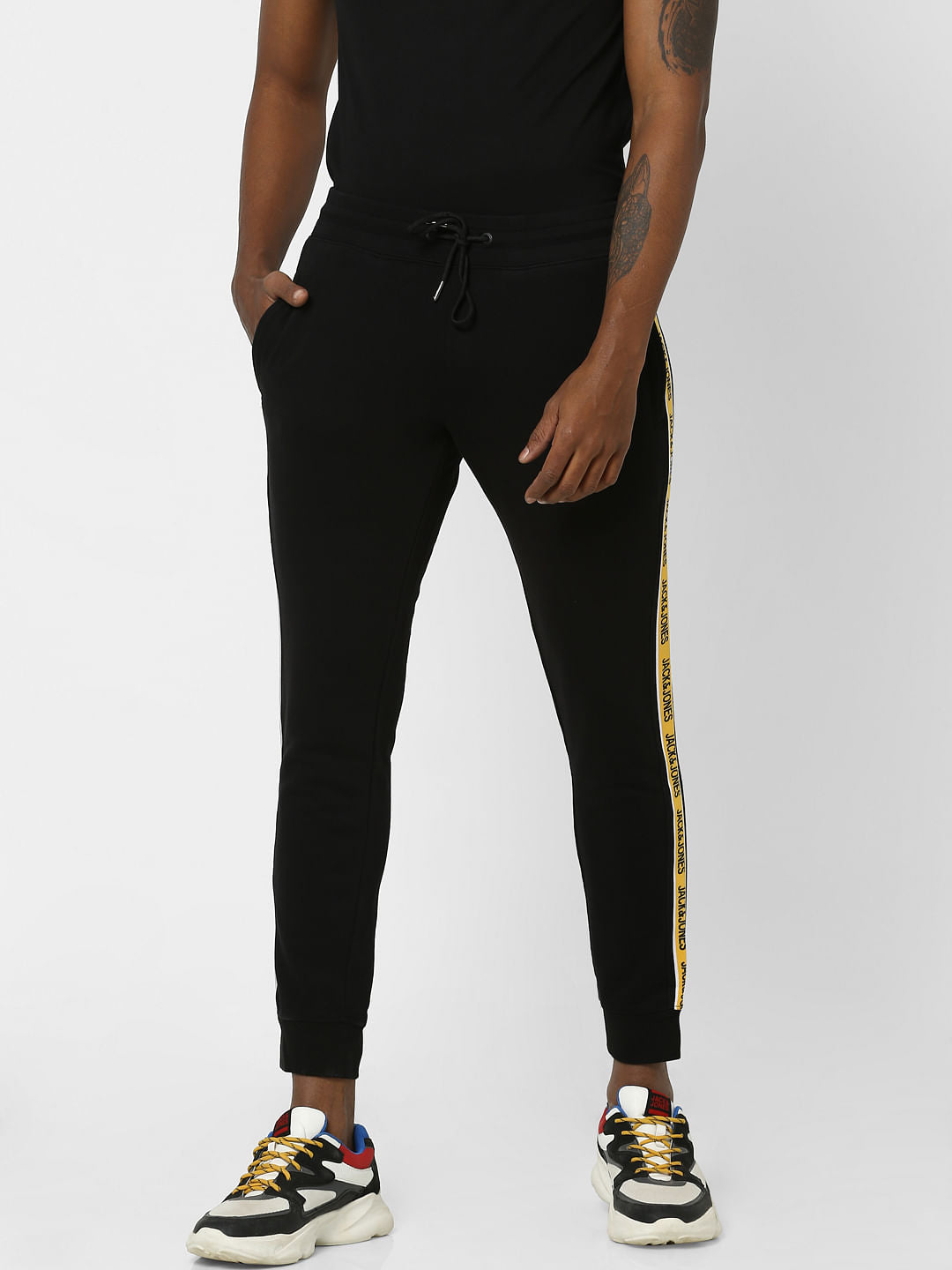 Black Tape Detail Trackpants