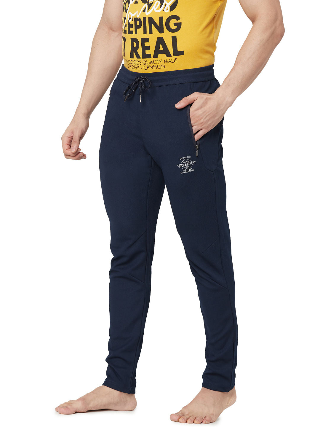 Dark Blue Low Rise Trackpants