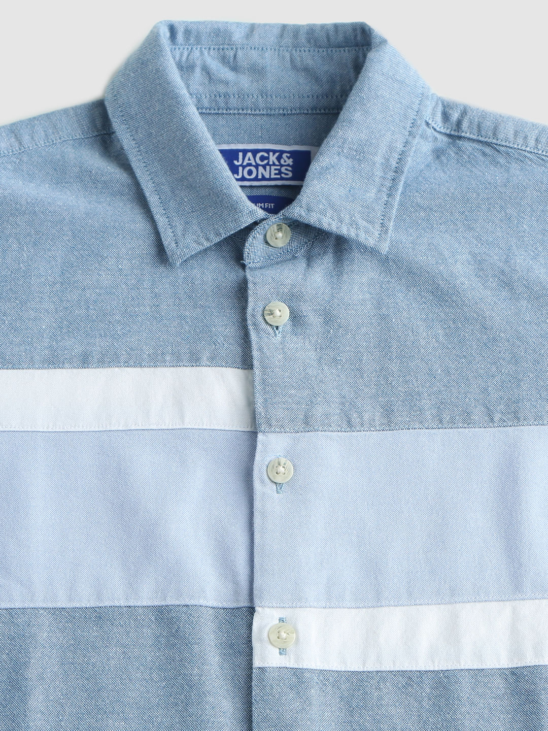 Boys Blue Patch Print Full Sleeves Shirt