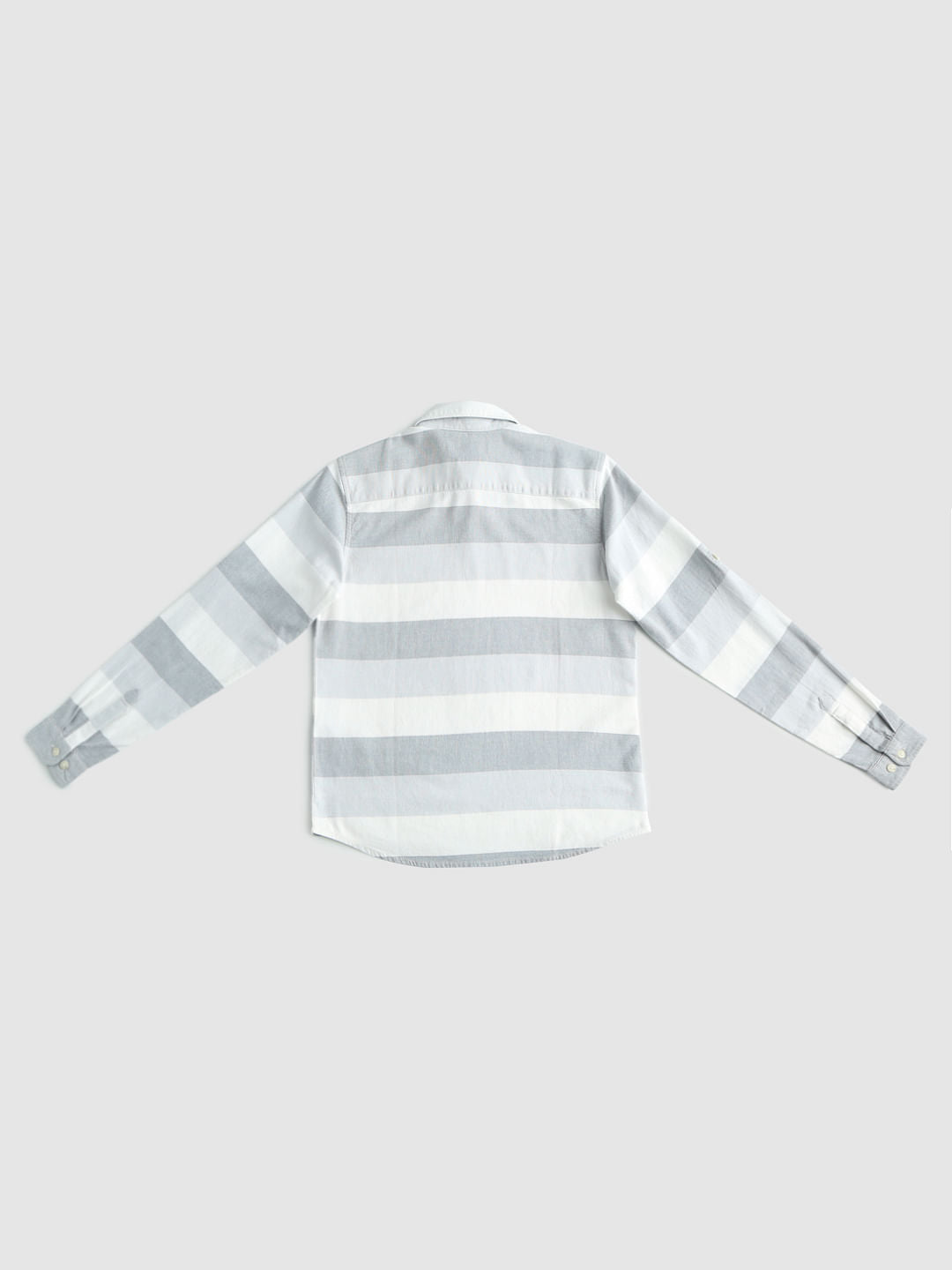 Boys White Striped Full Sleeves Shirt