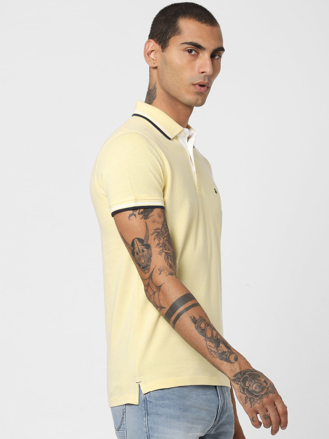 Yellow Contrast Tipping Polo T-shirt