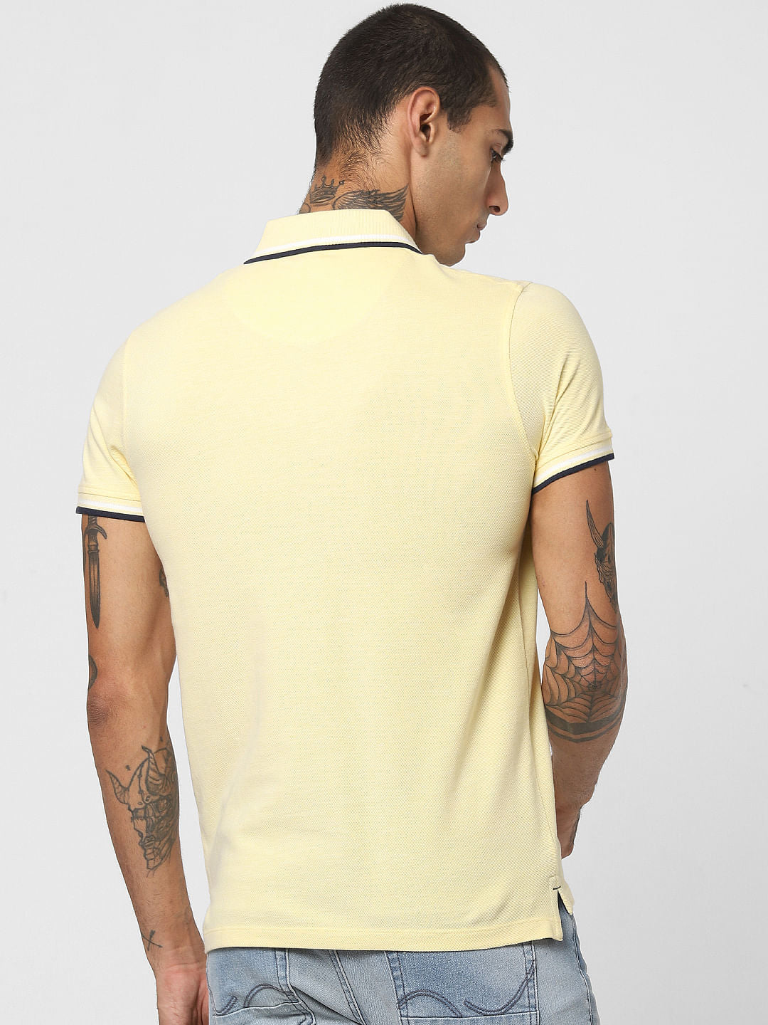 Yellow Contrast Tipping Polo T-shirt