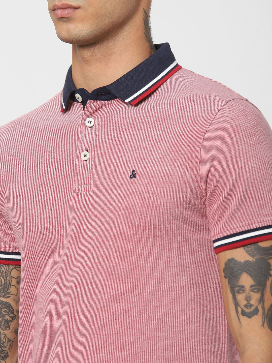 Red Contrast Tipping Polo T-shirt
