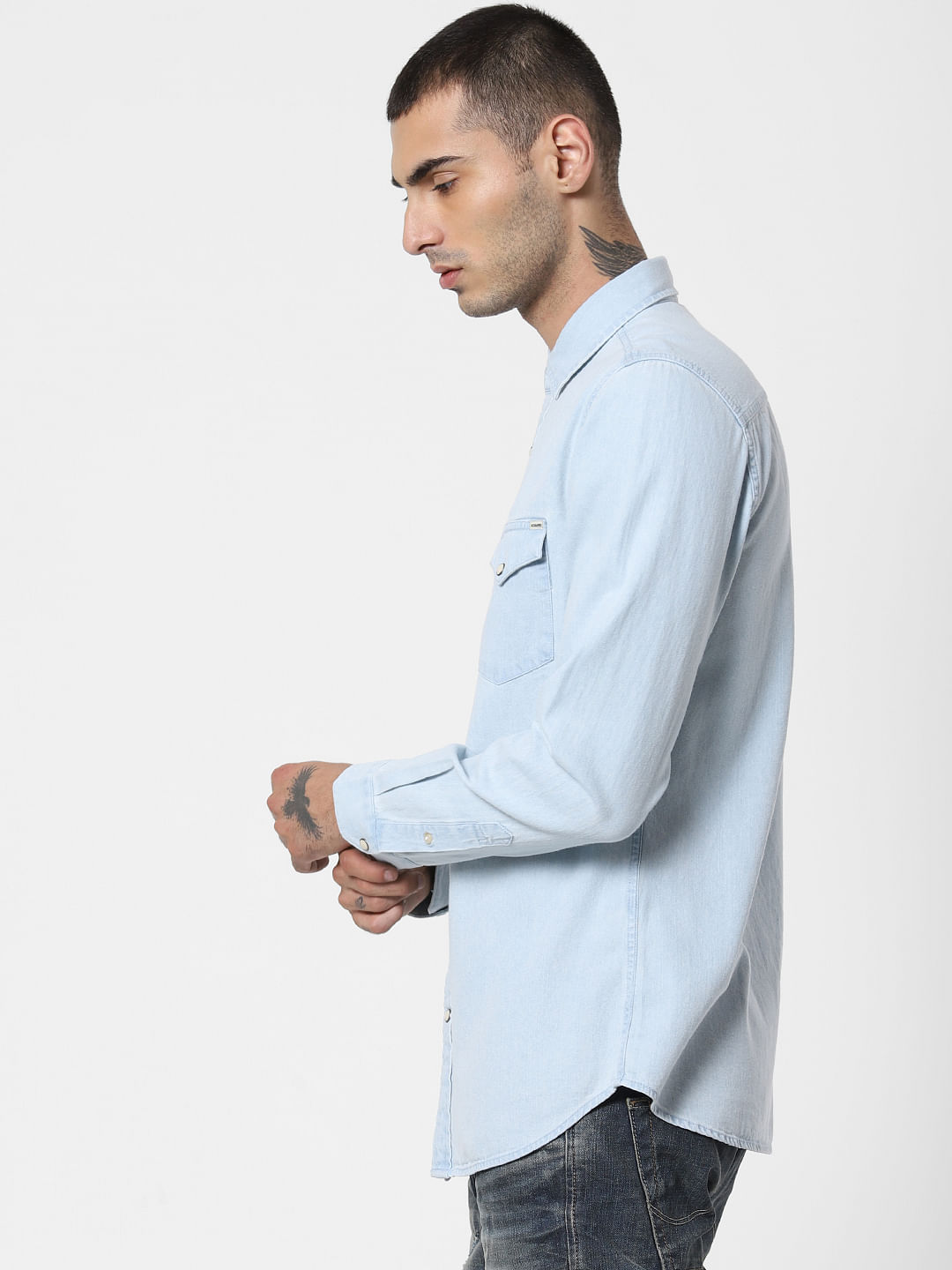Light Blue Denim Full Sleeves Shirt