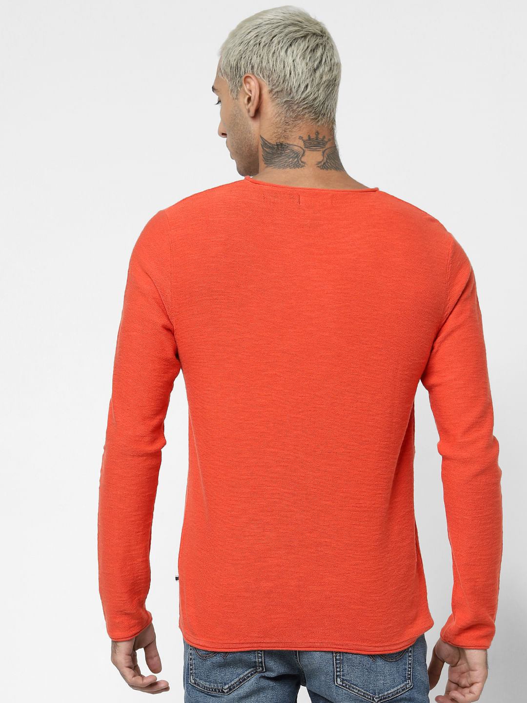 Orange Crew Neck Pullover
